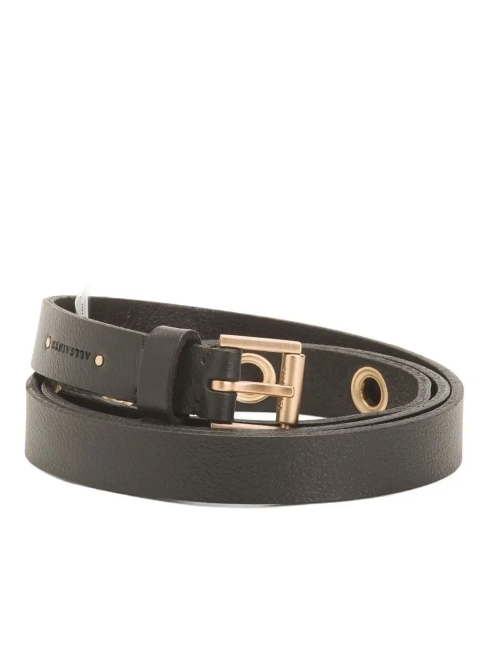 All Saints L Black Genuine Leather Gold Tone Belt
